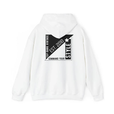 TRV Emblem Unisex White Hooded Sweatshirt - Top Rank Vintage