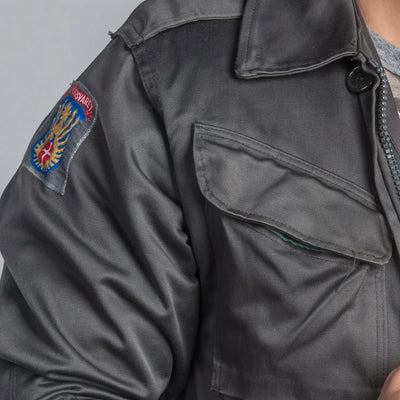 Danish Army Civilforsvaret Charcoal Gray Field 4 Slant Pocket Combat Jacket - Top Rank Vintage