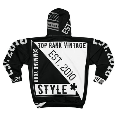 TRV All Black Unisex Zip Hoodie - Top Rank Vintage