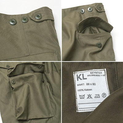 1970s Dutch Army Olive Green Heavyweight Cotton Cargos - Top Rank Vintage