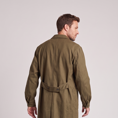 Czechoslovakian 70s Herringbone Cotton Twill lightweight Trench Coat Work Smock UNISEX