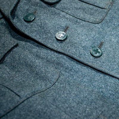 1980s Swiss Army Single Breasted Wool Jacket with Swiss Cross Buttons - Top Rank Vintage
