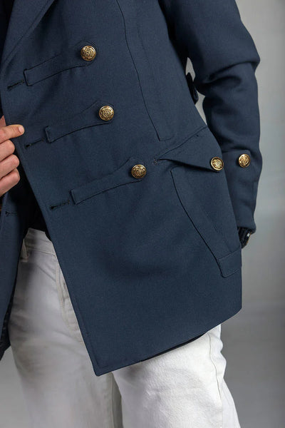 Gabardine Gray Blue Flamboyant Wool Coat - Top Rank Vintage