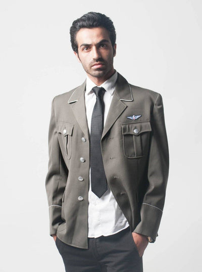 Gray Officer Military Style Blazer - Top Rank Vintage