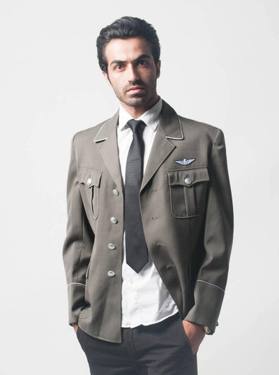 Gray Officer Military Style Blazer - Top Rank Vintage