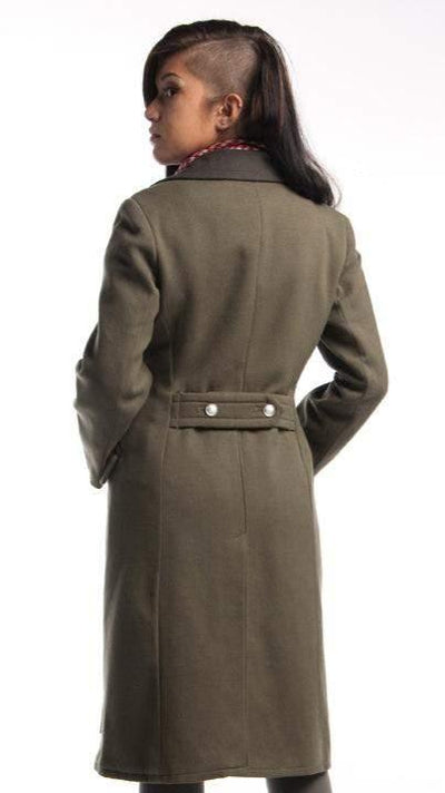 DDR East German Women's Officer Black Collar Gray Overcoat - Top Rank Vintage