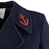 Red Sleeve Striped Navy Wool Peacoat - Top Rank Vintage