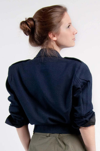 Blue Gabardine Cropped Jacket - Top Rank Vintage