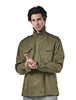 Redesigned East European Field Jacket with six pockets and adjustable collar, brownish olive cotton blend, Czechoslovakian origin.