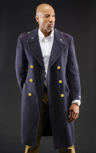 Star Collar Black Police Overcoat - Top Rank Vintage