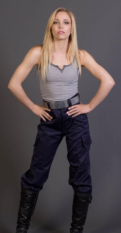 Ladies High Waist Blue Military Style Cargos - Top Rank Vintage