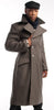 Black collar gray overcoat made of thick wool with aluminum buttons.