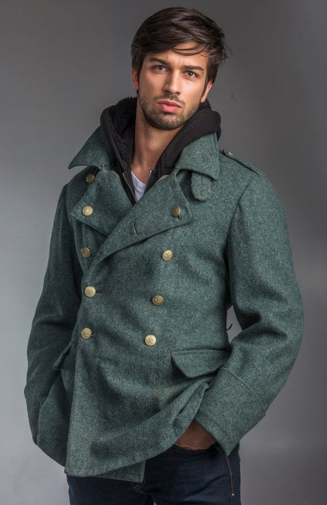 Post WWII Army Wool Grey Blue Overcoat - Top Rank Vintage