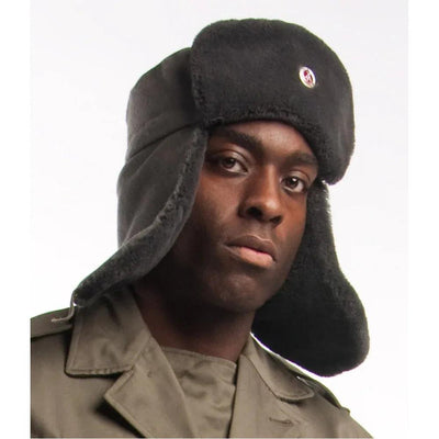 DDR East GermanUni-Sex Army Bomber Style Gray Ushanka Winter Hat - Top Rank Vintage