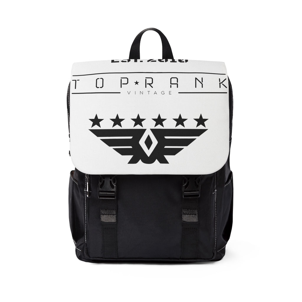 NASA unisex casual backpack in black and white with star and wing design, multiple compartments, and adjustable straps for everyday travel and style