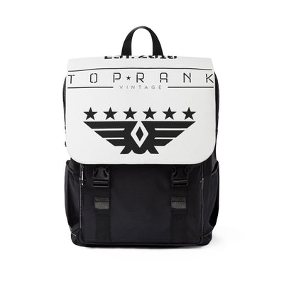 NASA unisex casual backpack in black and white with star and wing design, multiple compartments, and adjustable straps for everyday travel and style
