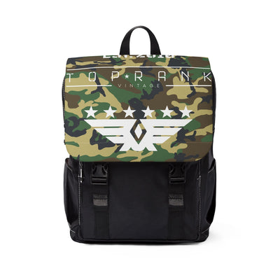 NASA unisex casual backpack with camouflage flap, black body, multiple compartments, and adjustable shoulder straps for travel and everyday use