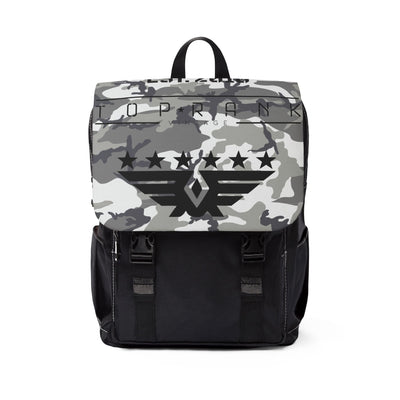 NASA unisex casual backpack with camo flap, multiple compartments, padded back, and durable Oxford canvas design.