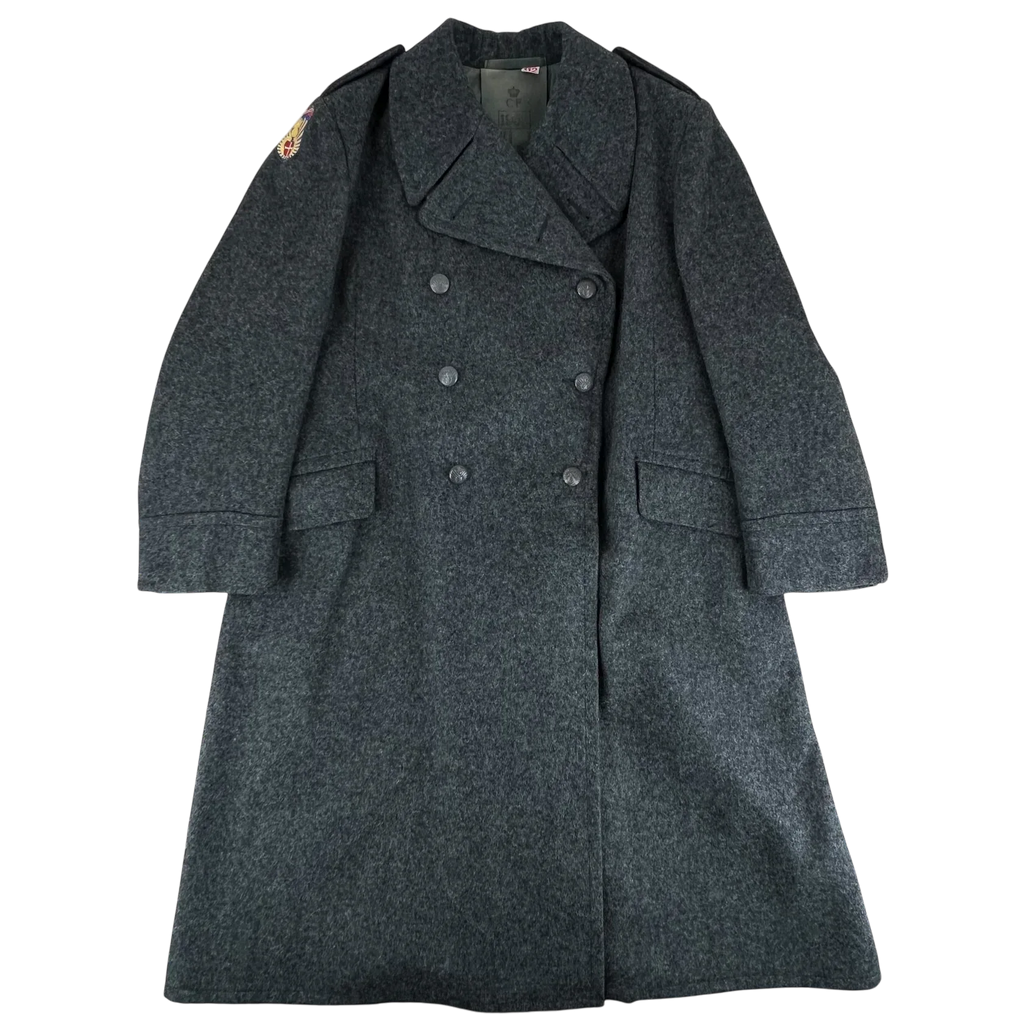 ONLY 1 COAT - DANISH CHARCOAL BLACK WOOL OVERCOAT, SIZE XL, ATHLETIC FIT - Top Rank Vintage