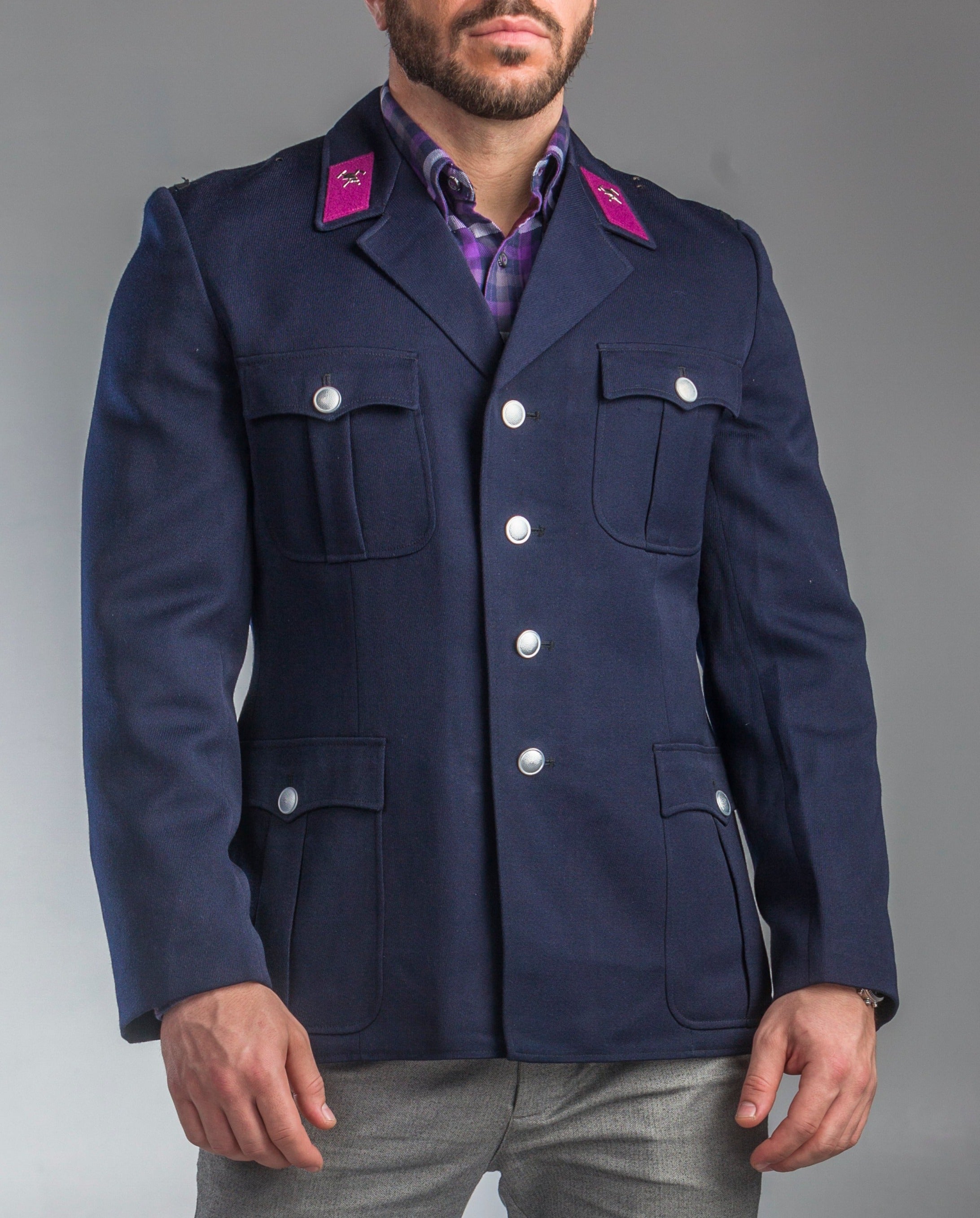 Navy blue military blazer deals