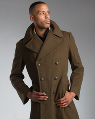 WWII Style Brown M47 French Army Wool Overcoat - Vintage Charm