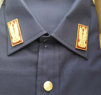 Italian Military Blue Short Sleeve Safari Style Shirt - Top Rank Vintage