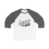 White and dark gray TRV unisex 3/4 sleeve baseball tee with "Top Rank Vintage" graphic on front