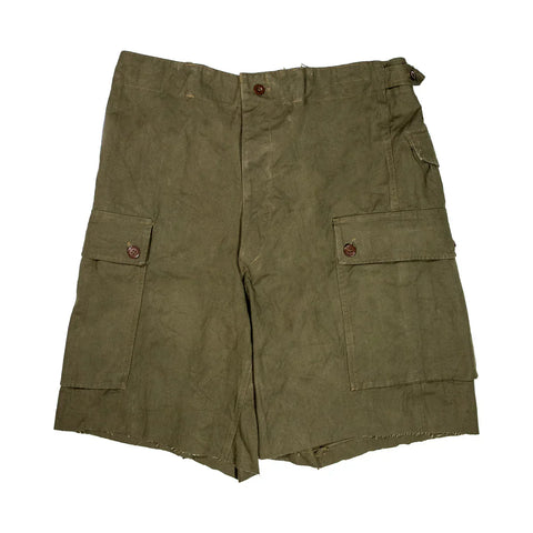 1950s Netherland Dutch Military Olive Green Cotton Cargo Shorts