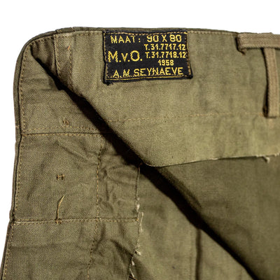 1950s Netherland Dutch Military Olive Green Cotton Cargo Shorts