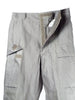 1970s Dutch Military gray chino cargo pants with Velcro pockets and zip-up design.