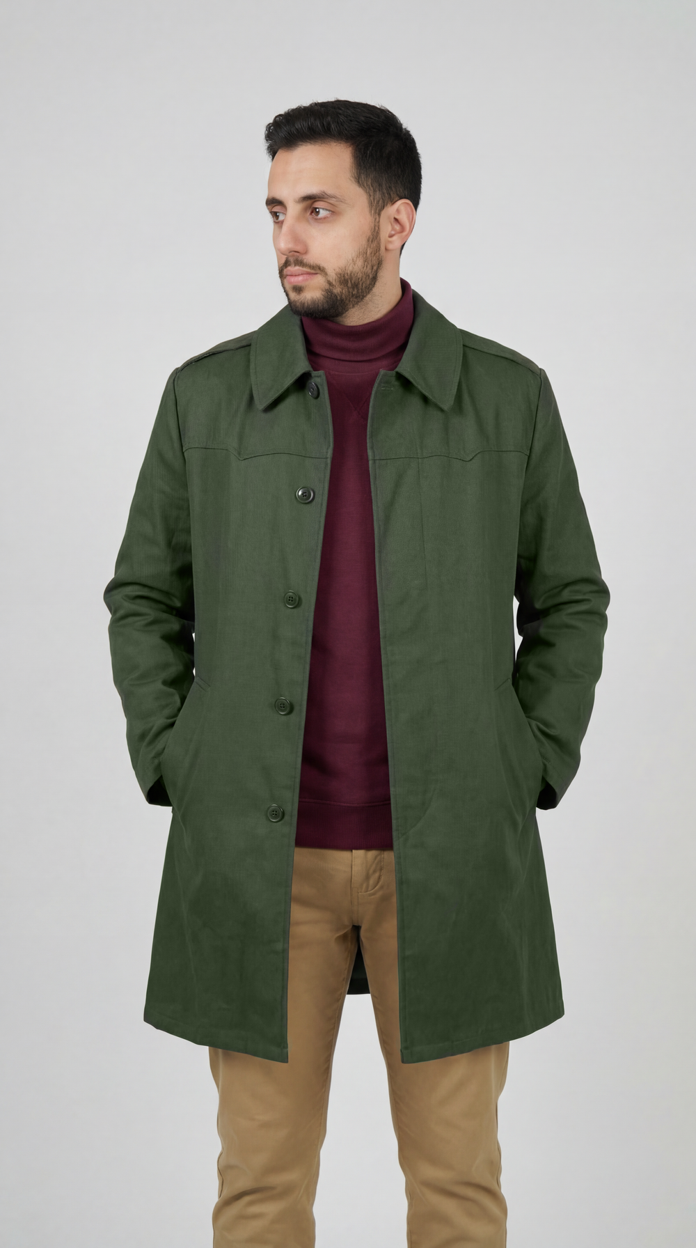 1970s - 1980s Hungarian Cold War Military Army Green Super Lightweight Cotton Parka/ Short Trenchcoat