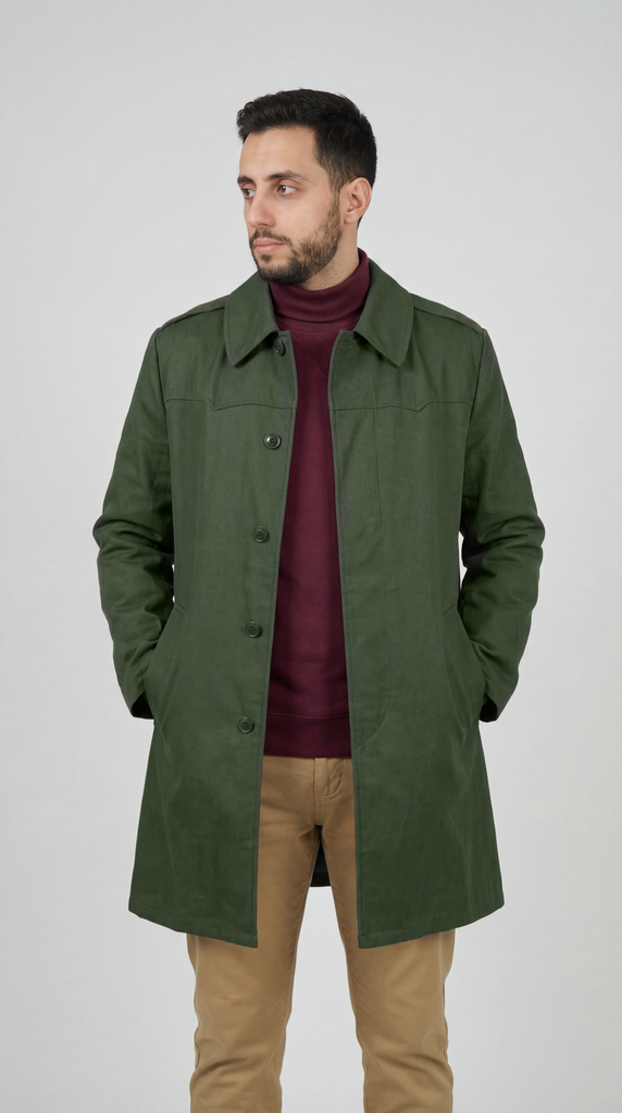 1970s - 1980s Hungarian Cold War Military Army Green Super Lightweight Cotton Parka/ Short Trenchcoat