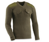 Jordanian Military Olive Drab Commando Sweater with 2 Pockets, ribbed texture, V-neck, never worn.
