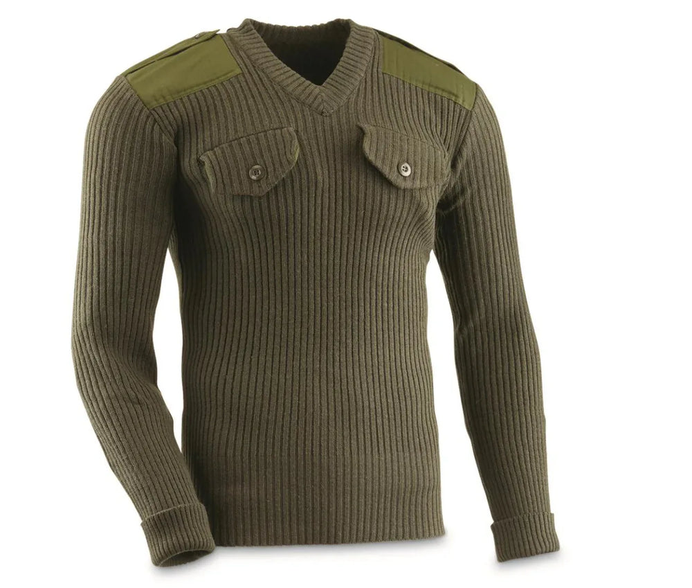 Jordanian Military Olive Drab Commando Sweater with 2 Pockets
