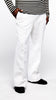 1980s East German DDR Volksmarine navy herringbone twill cotton pants in white.