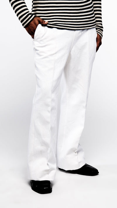 1980s East German DDR Volksmarine white herringbone twill cotton pants.