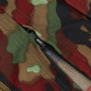 Close-up of a camouflage fabric with a zipper