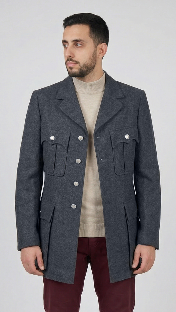 WWII Style  1950s DUTCH RAF Blue Wool Blazer- SO NEW, NOT EVEN HEMMED