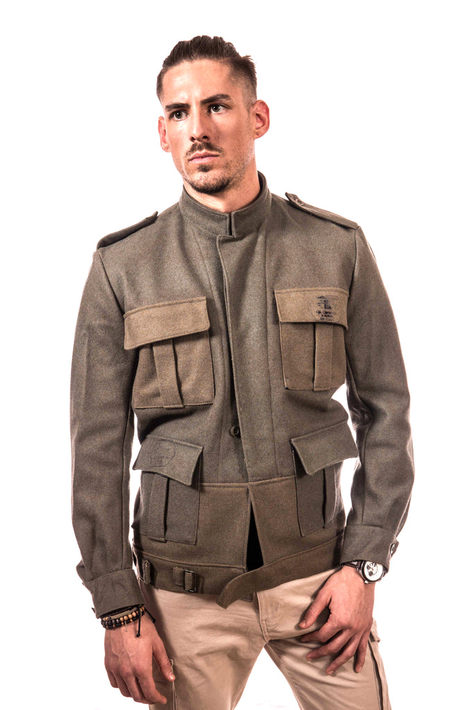 Redesigned Italian Army Escercito Italiano Military Vintage Wool 4 pocket Italian Army Bomber Jacket