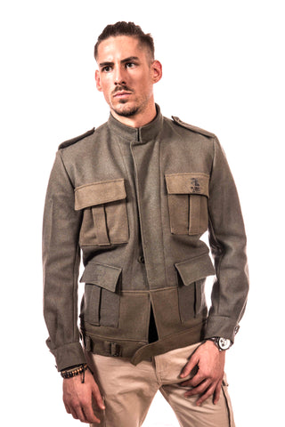 Redesigned Italian Army Escercito Italiano Military Vintage Wool 4 pocket Italian Army Bomber Jacket