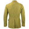 Soviet Style Romanian vintage khaki wool jacket with double cuff, tailored fit, and pewter buttons viewed from the back