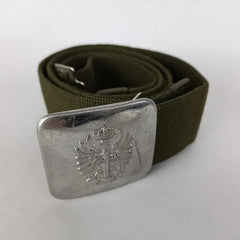 1990s Cotton Canvas Escercito Espanol Army Green Belt w/ Silver Buckle