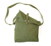 Swedish M59 army green canvas shoulder bag with strap, designed for Swedish gas mask storage.