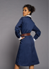 Vintage Swedish Blue Navy Cotton Long-Sleeve Dress