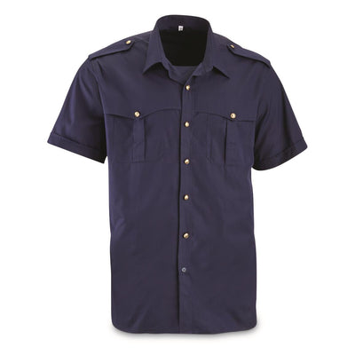 Italian Military Blue Short Sleeve Safari Style Shirt - Top Rank Vintage