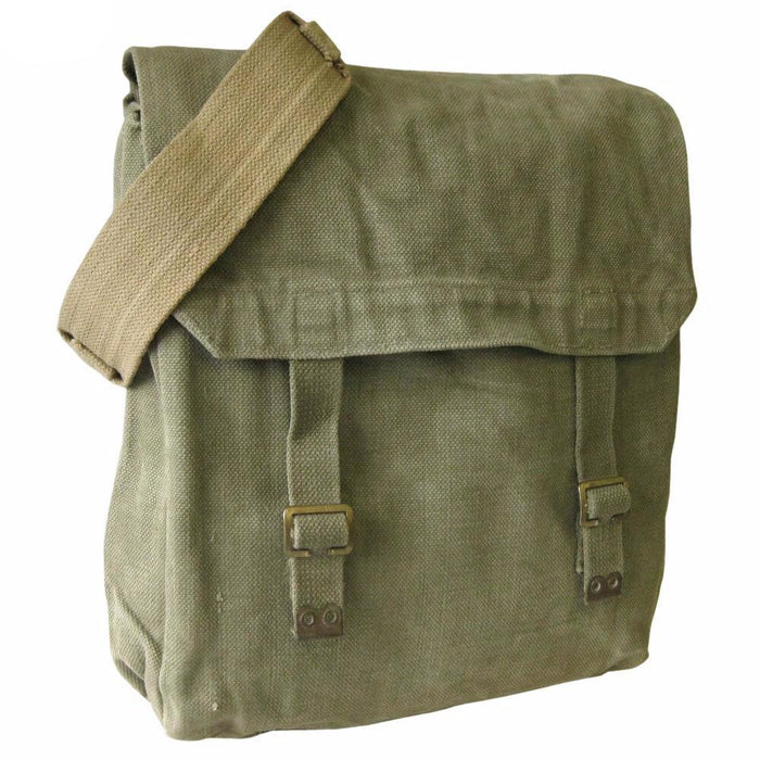 WWII Era British-Dutch heavy canvas satchel bag without strap.