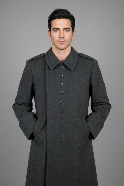 1980's Warsaw Pact Bulgarian Charcoal Gray Wool Overcoat