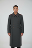 1980's Bulgarian Charcoal Gray Wool Double Breasted Overcoat