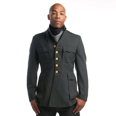 1960s-1970s vintage Swedish military slim fitted blazer with brass buttons.