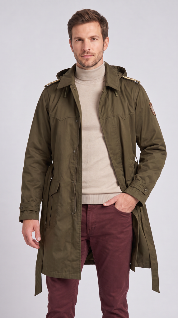 1980S JNA  (Yugoslav Peoples' Army) Olive Green Lined Belted Fishtail Parka